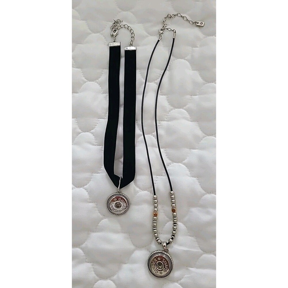 Lot 2 Authentic Ginger Snaps Black Velvet Choker & Cord Beaded Necklaces